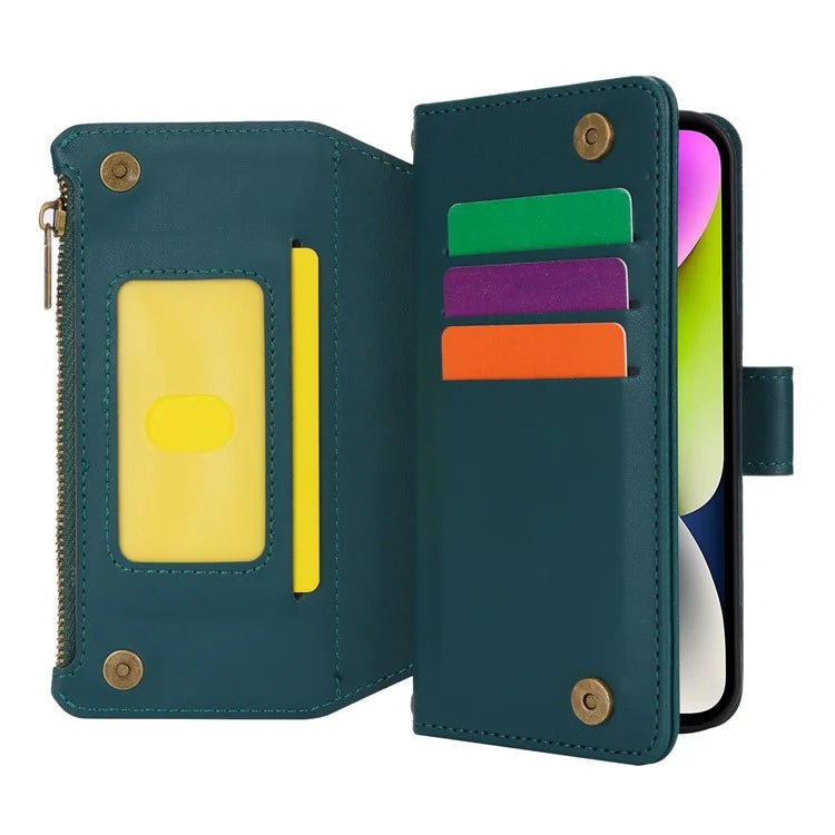 For iPhone 15 Phone Cover Full Protection PU Leather Wallet Shell
