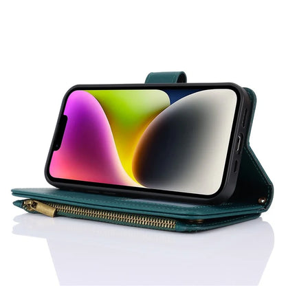 For iPhone 15 Phone Cover Full Protection PU Leather Wallet Shell