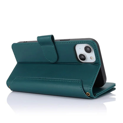 For iPhone 15 Phone Cover Full Protection PU Leather Wallet Shell