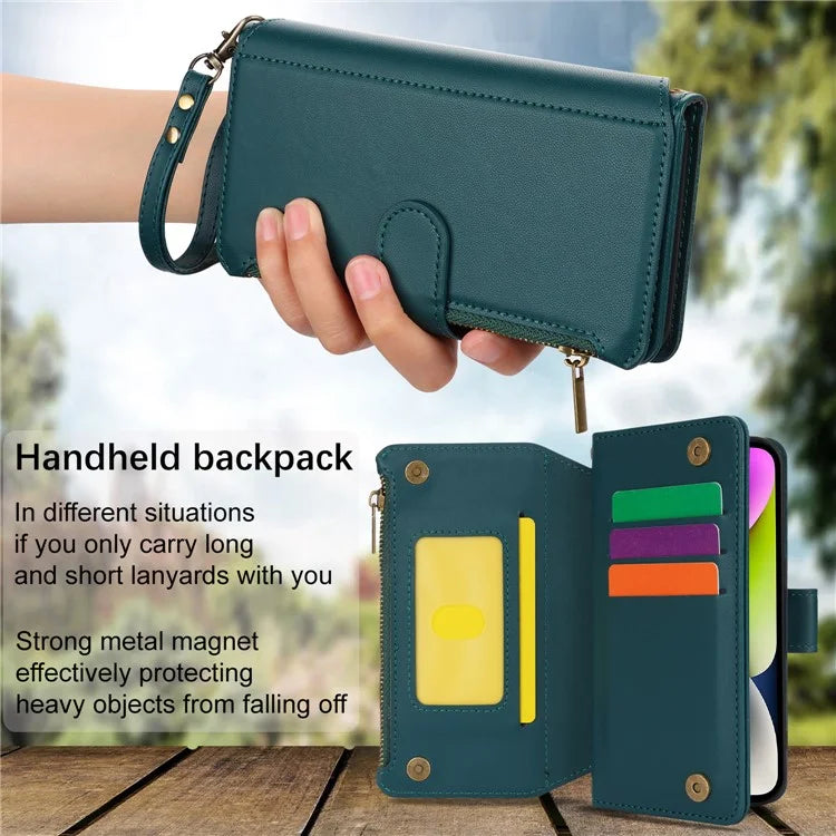 For iPhone 15 Phone Cover Full Protection PU Leather Wallet Shell