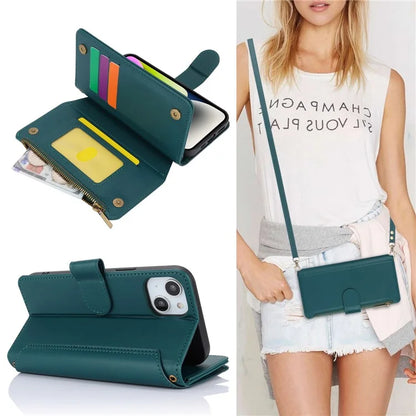 For iPhone 15 Phone Cover Full Protection PU Leather Wallet Shell