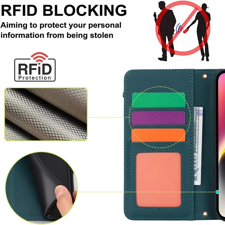 For iPhone 15 Phone Cover Full Protection PU Leather Wallet Shell