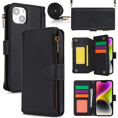 For iPhone 15 Phone Cover Full Protection PU Leather Wallet Shell