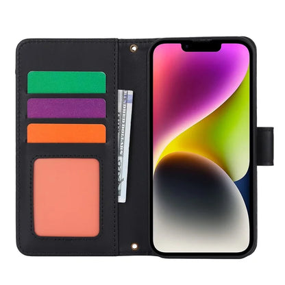 For iPhone 15 Phone Cover Full Protection PU Leather Wallet Shell