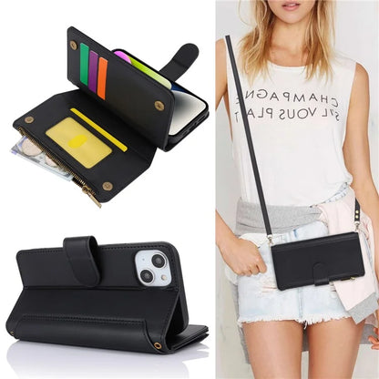 For iPhone 15 Phone Cover Full Protection PU Leather Wallet Shell