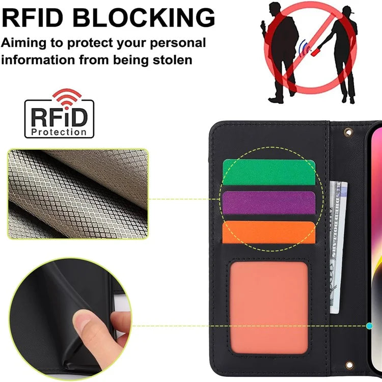 For iPhone 15 Phone Cover Full Protection PU Leather Wallet Shell