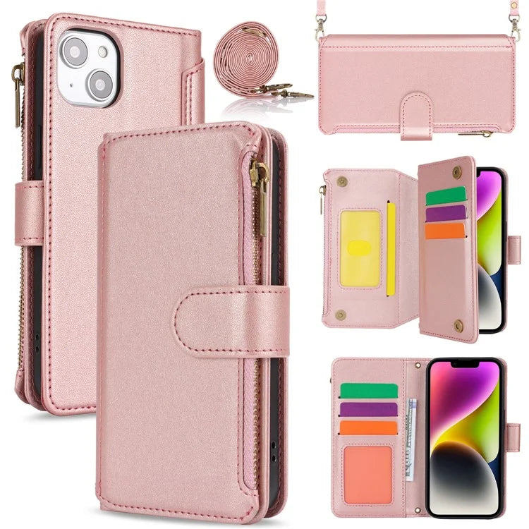 For iPhone 15 Phone Cover Full Protection PU Leather Wallet Shell