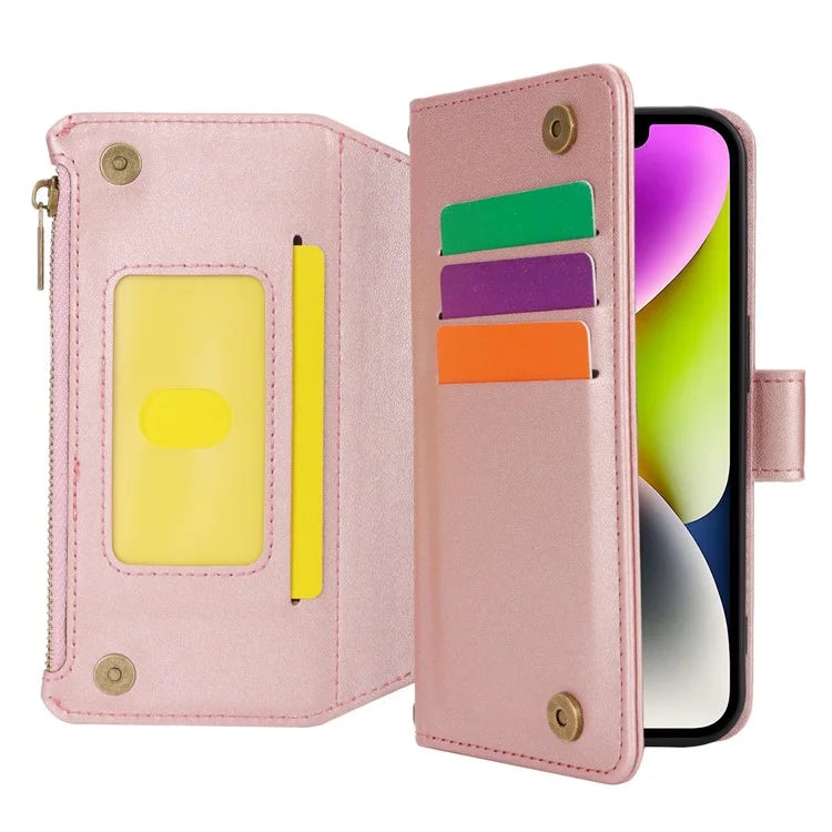 For iPhone 15 Phone Cover Full Protection PU Leather Wallet Shell