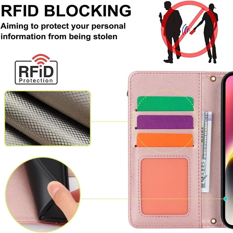 For iPhone 15 Phone Cover Full Protection PU Leather Wallet Shell