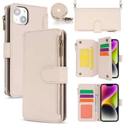 For iPhone 15 Phone Cover Full Protection PU Leather Wallet Shell