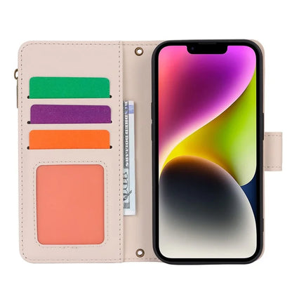 For iPhone 15 Phone Cover Full Protection PU Leather Wallet Shell