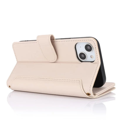 For iPhone 15 Phone Cover Full Protection PU Leather Wallet Shell