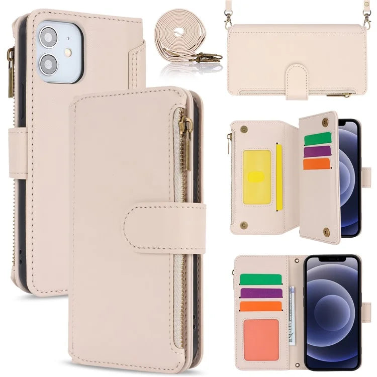 For iPhone 12 mini 5.4 inch Phone Cover Magnetic Clasp PU Leather Wallet Shell
