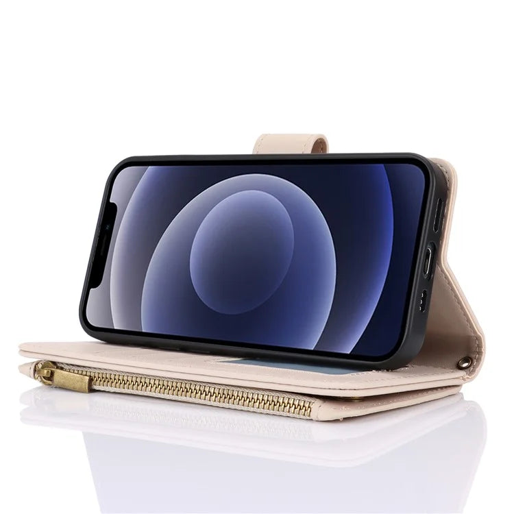 For iPhone 12 mini 5.4 inch Phone Cover Magnetic Clasp PU Leather Wallet Shell