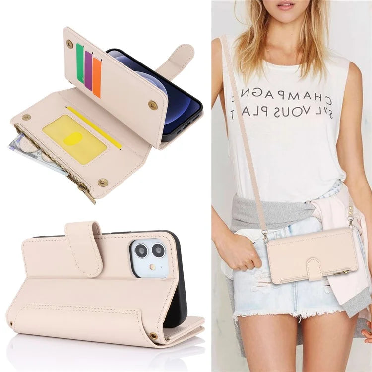For iPhone 12 mini 5.4 inch Phone Cover Magnetic Clasp PU Leather Wallet Shell