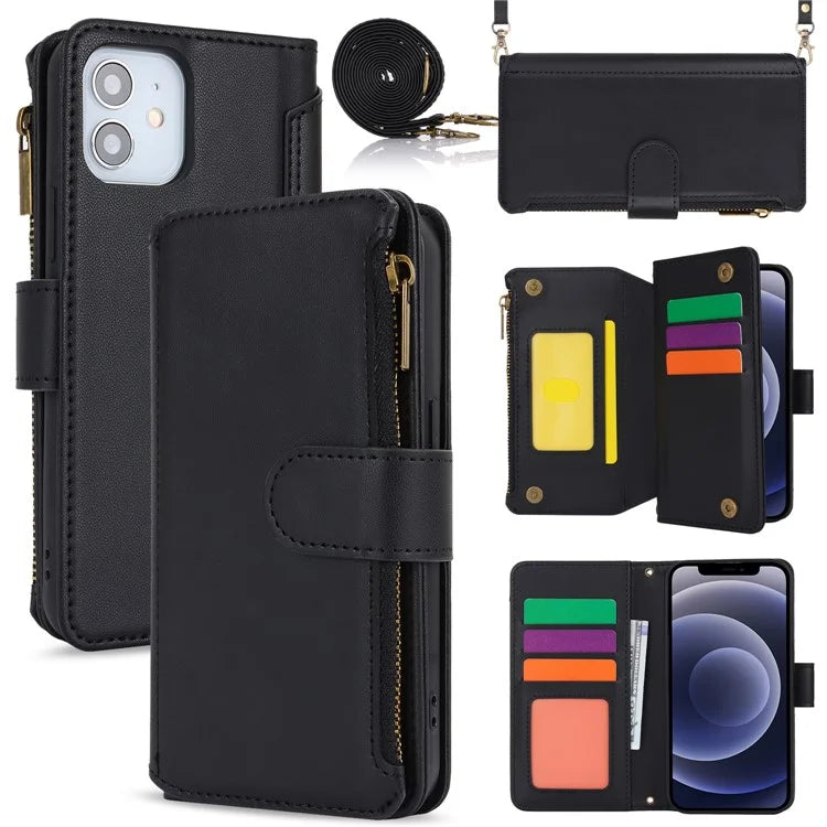 For iPhone 12 mini 5.4 inch Phone Cover Magnetic Clasp PU Leather Wallet Shell
