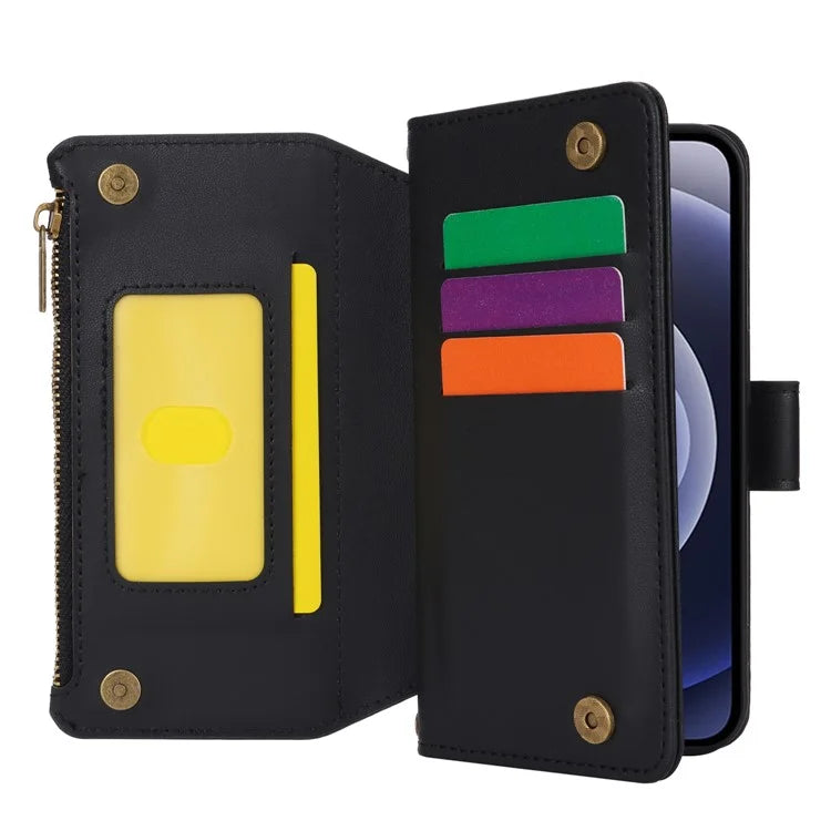 For iPhone 12 mini 5.4 inch Phone Cover Magnetic Clasp PU Leather Wallet Shell