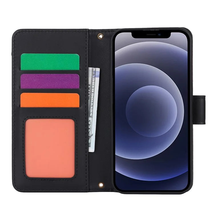 For iPhone 12 mini 5.4 inch Phone Cover Magnetic Clasp PU Leather Wallet Shell
