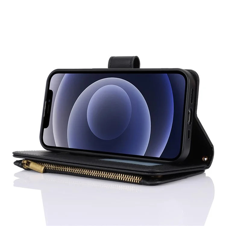 For iPhone 12 mini 5.4 inch Phone Cover Magnetic Clasp PU Leather Wallet Shell