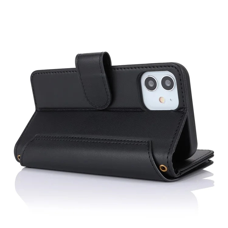 For iPhone 12 mini 5.4 inch Phone Cover Magnetic Clasp PU Leather Wallet Shell