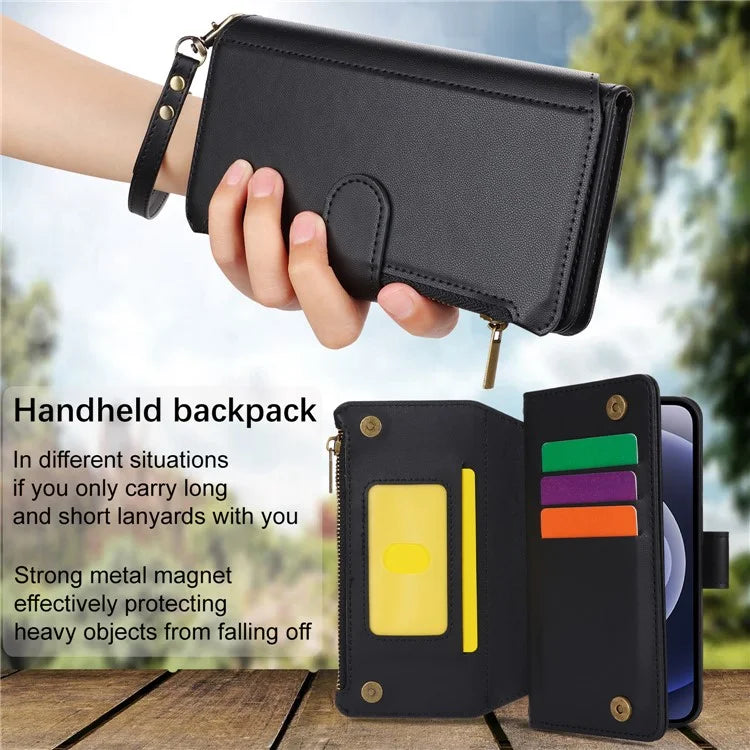 For iPhone 12 mini 5.4 inch Phone Cover Magnetic Clasp PU Leather Wallet Shell