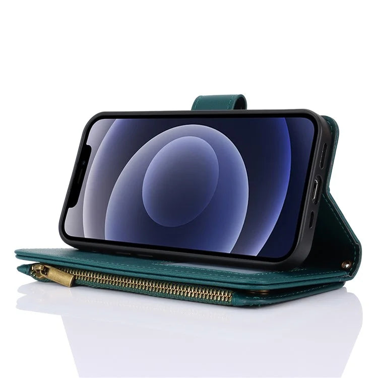 For iPhone 12 mini 5.4 inch Phone Cover Magnetic Clasp PU Leather Wallet Shell