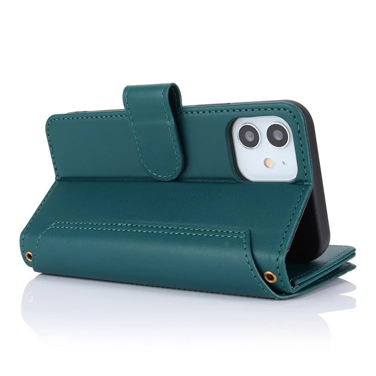 For iPhone 12 mini 5.4 inch Phone Cover Magnetic Clasp PU Leather Wallet Shell