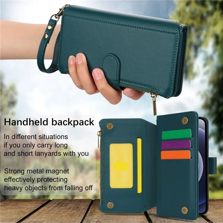 For iPhone 12 mini 5.4 inch Phone Cover Magnetic Clasp PU Leather Wallet Shell