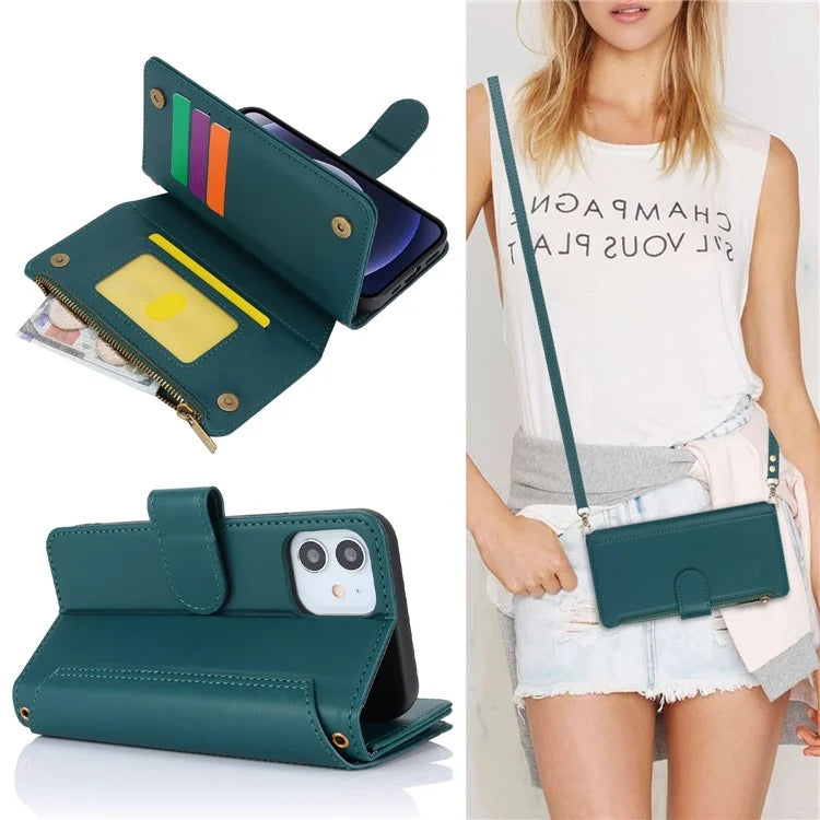 For iPhone 12 mini 5.4 inch Phone Cover Magnetic Clasp PU Leather Wallet Shell