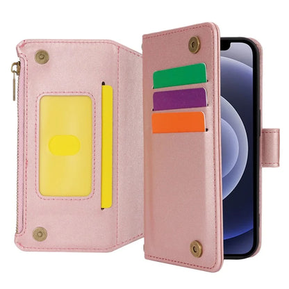 For iPhone 12 mini 5.4 inch Phone Cover Magnetic Clasp PU Leather Wallet Shell