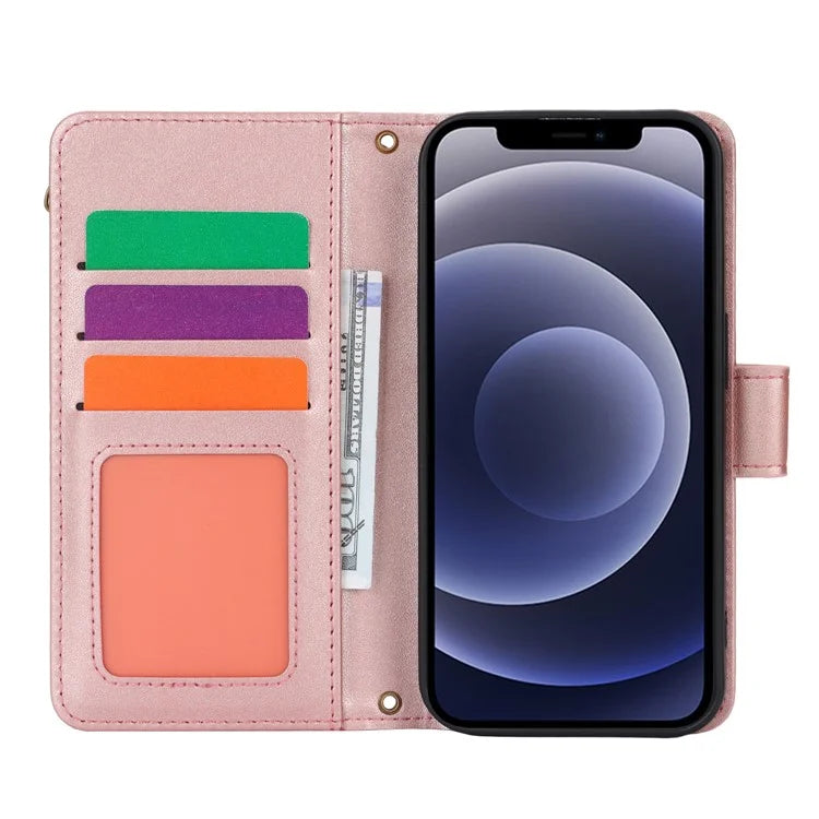 For iPhone 12 mini 5.4 inch Phone Cover Magnetic Clasp PU Leather Wallet Shell