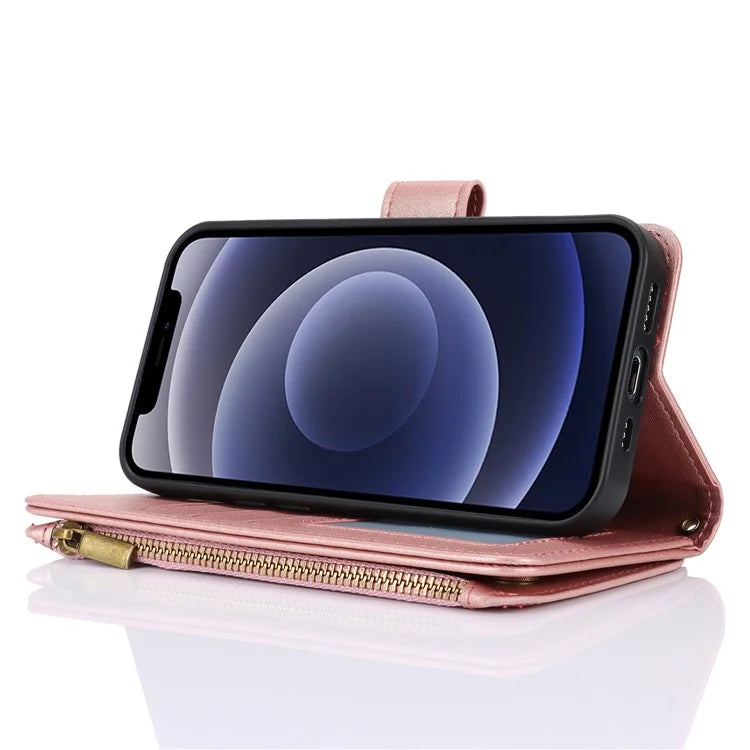 For iPhone 12 mini 5.4 inch Phone Cover Magnetic Clasp PU Leather Wallet Shell