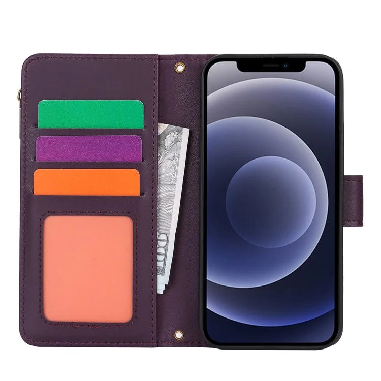 For iPhone 12 mini 5.4 inch Phone Cover Magnetic Clasp PU Leather Wallet Shell