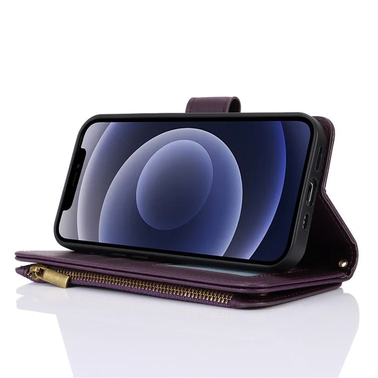 For iPhone 12 mini 5.4 inch Phone Cover Magnetic Clasp PU Leather Wallet Shell