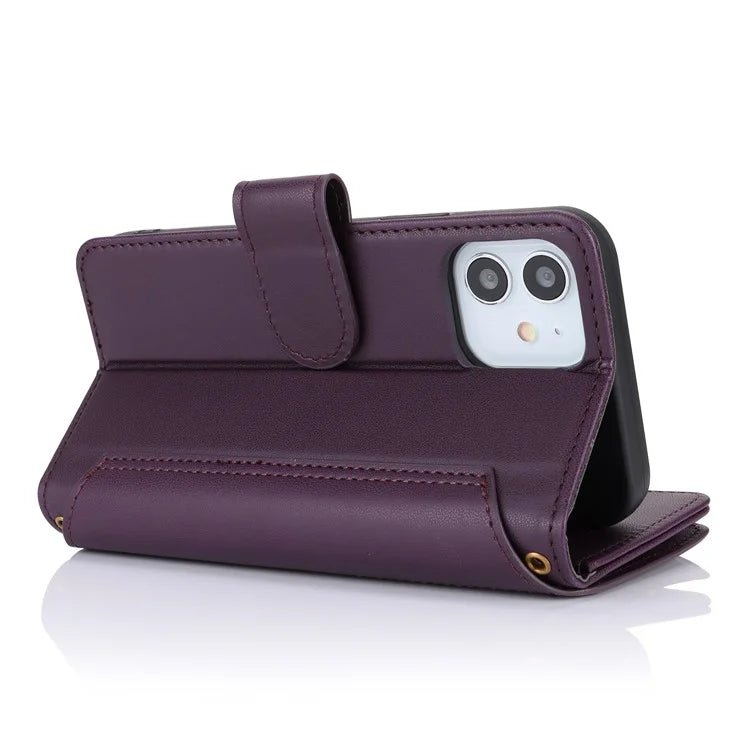 For iPhone 12 mini 5.4 inch Phone Cover Magnetic Clasp PU Leather Wallet Shell