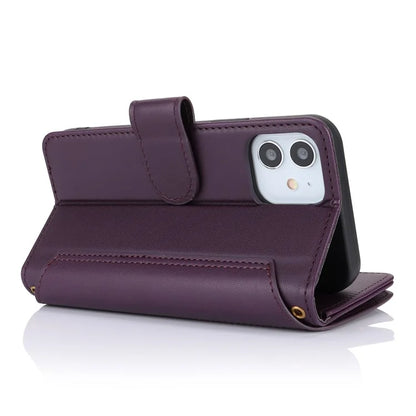 For iPhone 12 mini 5.4 inch Phone Cover Magnetic Clasp PU Leather Wallet Shell