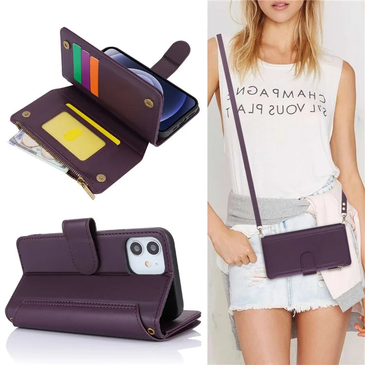 For iPhone 12 mini 5.4 inch Phone Cover Magnetic Clasp PU Leather Wallet Shell
