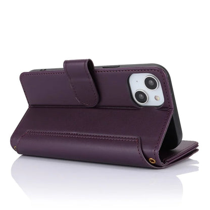 For iPhone 15 Plus Case Multiple Card Slots PU Leather Phone Cover with 2 Straps