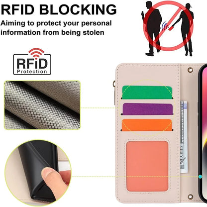 For iPhone 15 Plus Case Multiple Card Slots PU Leather Phone Cover with 2 Straps