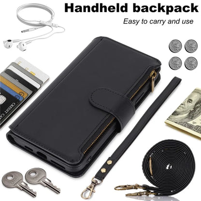 For iPhone 11 Pro Max Case RFID Blocking Multiple Card Slots PU Leather Phone Cover