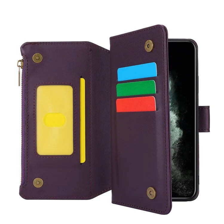 For iPhone 11 Pro Max Case RFID Blocking Multiple Card Slots PU Leather Phone Cover