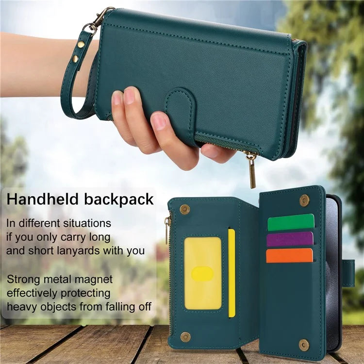 For iPhone 13 Pro 6.1 inch Case Multiple Card Slots Folding Stand Leather Phone Cover