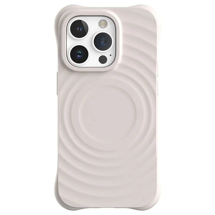 For iPhone 14 Pro Max Case 3D Ripple Texture Compatible with MagSafe PC+Liquid Silicone Phone Cover