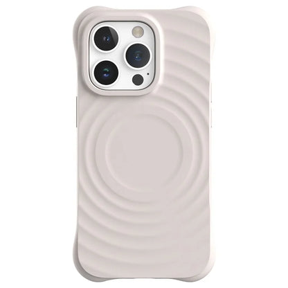 For iPhone 14 Pro Max Case 3D Ripple Texture Compatible with MagSafe PC+Liquid Silicone Phone Cover