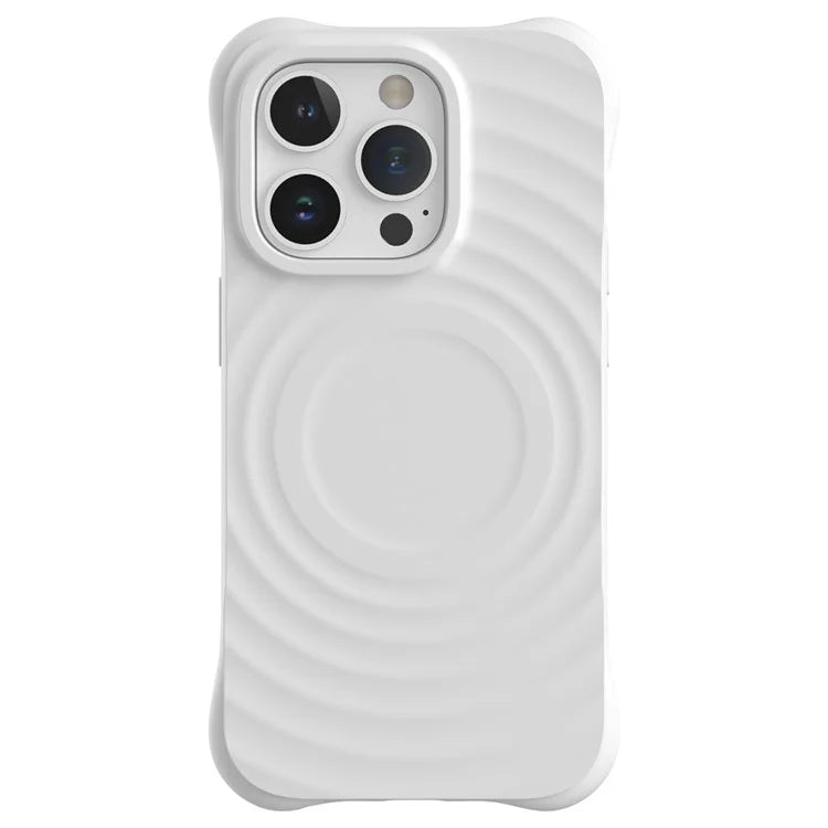For iPhone 14 Pro Max Case 3D Ripple Texture Compatible with MagSafe PC+Liquid Silicone Phone Cover