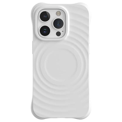 For iPhone 14 Pro Max Case 3D Ripple Texture Compatible with MagSafe PC+Liquid Silicone Phone Cover