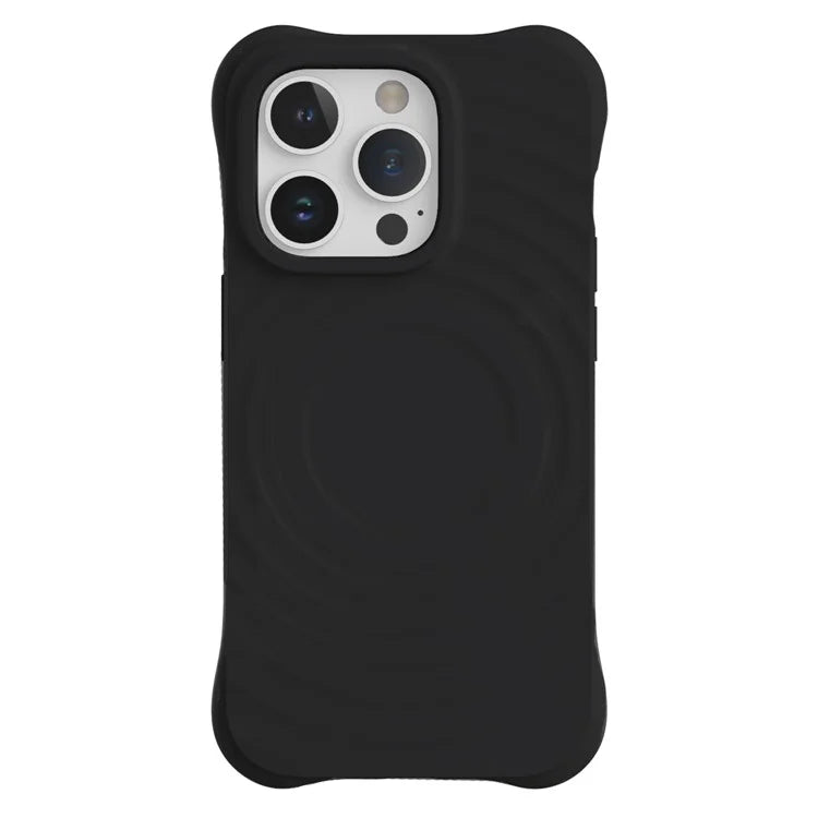 For iPhone 14 Pro Max Case 3D Ripple Texture Compatible with MagSafe PC+Liquid Silicone Phone Cover