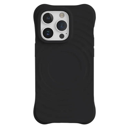 For iPhone 14 Pro Max Case 3D Ripple Texture Compatible with MagSafe PC+Liquid Silicone Phone Cover