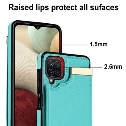 For Samsung Galaxy A12 Case Anti-fall TPU+PU Leather Phone Cover with Metal Hardware Decor