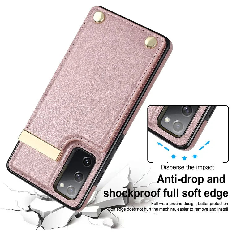 For Samsung Galaxy S20 FE 5G /  S20 FE / S20 FE 2022 / S20 Lite Cell Phone Case TPU+PU Leather Card Holder Cover